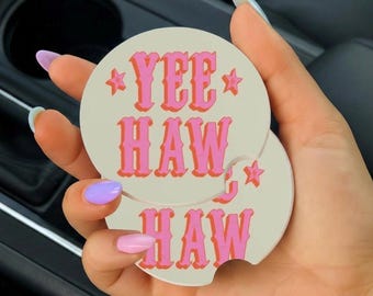 Yee Haw Car Coaster, Western, Sublimation car coasters, pack of 2