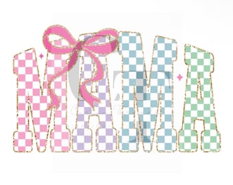 Mama PNG, Checkered Mama Png, Glitter Easter Png, Easter Bunny Shirt Design, Preppy Easter Png, Spring Mama Png, Digital Download