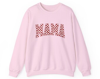 Mama checkerboard sweatshirt | Red check MAMA crewneck