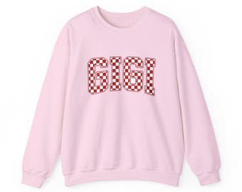 GIGI Checkerboard Name Sweatshirt | Red Retro Lettering