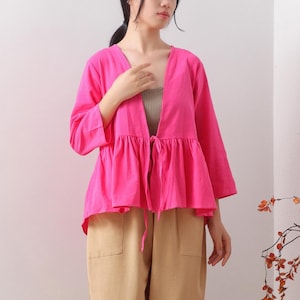 Summer cotton blouse 3/4 Sleeve Tops casual loose tops linen t-shirts tops spring plus blouses boho tops customized plus size clothing