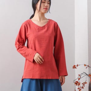 Summer cotton blouse Long Sleeve Tops casual loose tops linen t-shirts tops spring plus blouses boho tops customized plus size clothing