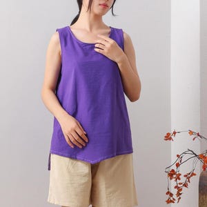 Blusa de algodón de verano, blusas sin mangas, blusas casuales sueltas, camisetas de lino, blusas de primavera, blusas bohemias, ropa personalizada de talla grande
