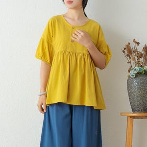 Summer cotton blouse Half Sleeve Tops casual loose tops linen t-shirts tops spring plus blouses boho tops customized plus size clothing