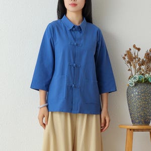 Summer cotton blouse 3/4 Sleeve Tops casual loose tops linen t-shirts tops spring plus blouses boho tops customized plus size clothing