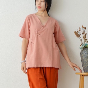 Summer cotton blouse Short Sleeve Tops casual loose tops linen t-shirts tops spring plus blouses boho tops customized plus size clothing