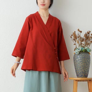 Summer cotton blouse 3/4 Sleeve Tops casual loose tops linen t-shirts tops spring plus blouses boho tops customized plus size clothing