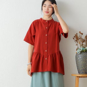 Summer cotton blouse Half Sleeve Tops casual loose tops linen t-shirts tops spring plus blouses boho tops customized plus size clothing