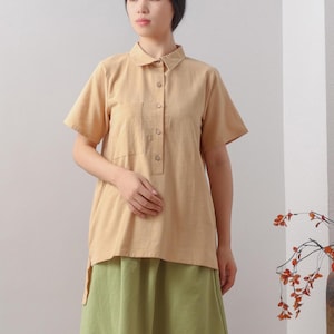Summer cotton blouse Short Sleeve Tops casual loose tops linen t-shirts tops spring plus blouses boho tops customized plus size clothing
