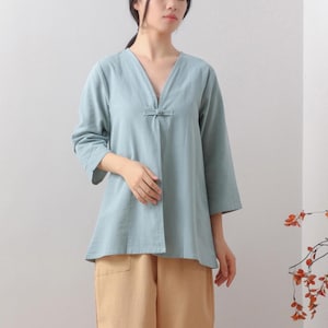 Summer cotton blouse 3/4 Sleeve Tops casual loose tops linen t-shirts tops spring plus blouses boho tops customized plus size clothing