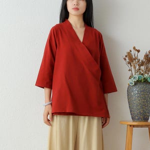 Summer cotton blouse 3/4 Sleeve Tops casual loose tops linen t-shirts tops spring plus blouses boho tops customized plus size clothing