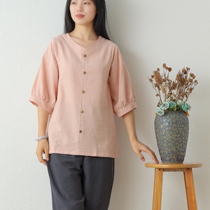 Summer cotton blouse Half Sleeve Tops casual loose tops linen t-shirts tops spring plus blouses boho tops customized plus size clothing