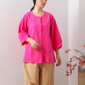 Summer cotton blouse 3/4 Sleeve Tops casual loose tops linen t-shirts tops spring plus blouses boho tops customized plus size clothing