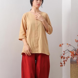 Summer cotton blouse 3/4 Sleeve Tops casual loose tops linen t-shirts tops spring plus blouses boho tops customized plus size clothing