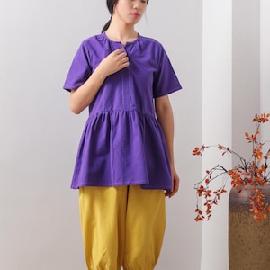 Summer cotton blouse Short Sleeve Tops casual loose tops linen t-shirts tops spring plus blouses boho tops customized plus size clothing