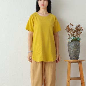 Summer cotton blouse Short Sleeve Tops casual loose tops linen t-shirts tops spring plus blouses boho tops customized plus size clothing