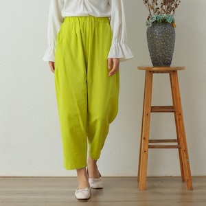 Été femmes taille élastique coton pantalon doux décontracté ample bohème pantalon jambe large personnalisé grande taille pantalon lin printemps pantalon