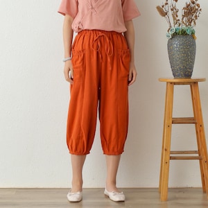 Summer Women Elastic Waist Cotton Pants Soft Casual Loose Boho Trousers Wide Leg Pant Customized Plus Size Pants Linen Spring Pant