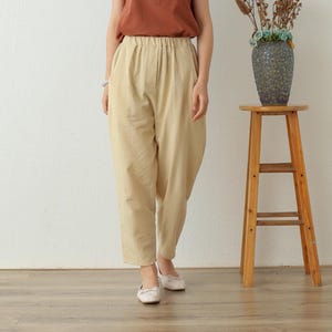 Summer Women Elastic Waist Cotton Pants Soft Casual Loose Boho Trousers Wide Leg Pant Customized Plus Size Pants Linen Spring Pant