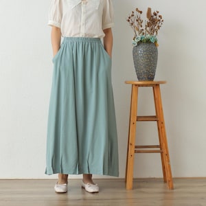 Summer Cotton Skirts A-line Pleated Elastic Waist Skirt Flared Maxi Skirts Customized Plus Size Skirt Boho Linen Skirt