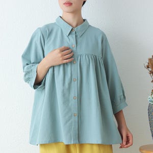 Summer cotton blouse 3/4 Sleeve Tops casual loose tops linen t-shirts tops spring plus blouses boho tops customized plus size clothing