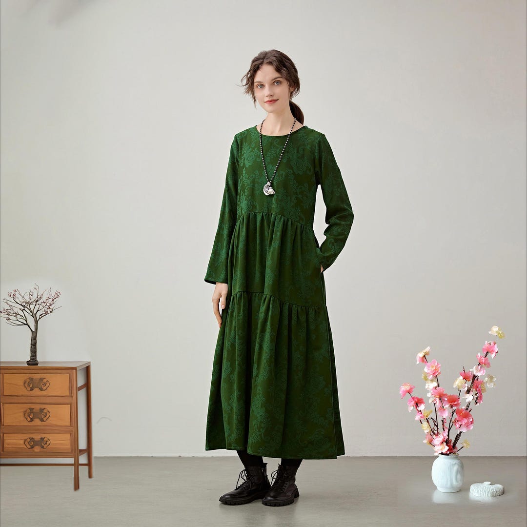 6xl Robe Winter/fall Heavier Jacquard Dress Warm Maxi Dress Tunics Thicker ...