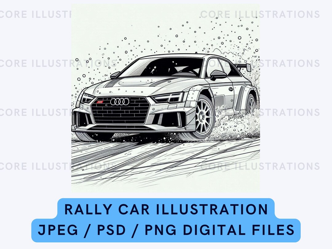 Rally Car Clipart / Illustration Drawing Graphic / Sport / PNG, JPG ...