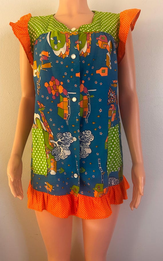 1960s Psychedelic Patchwork Mini Dress - image 1