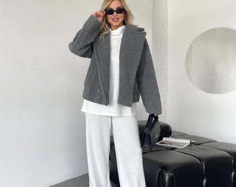 Women's Teddy Fur Jacket | Cozy Plush Fleece Coat | Soft Plush Outerwear | Elegant Winter Short Jacket | Stylish Casual Streetwear