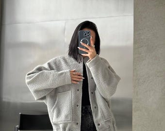 Oversized bomberjack voor dames | Casual streetwear-jack met rits | Trendy herfstbovenkleding | Relaxed fit bomberjack met elastische zoom