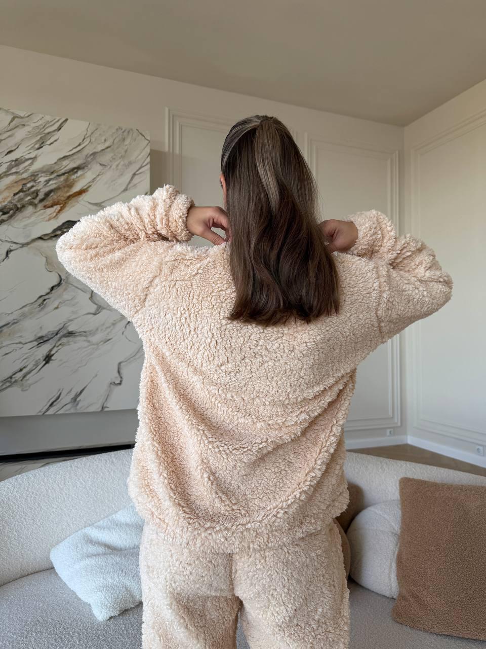 Women's Fuzzy Pajama Set | Teddy Fleece Loungewear | Soft Warm
