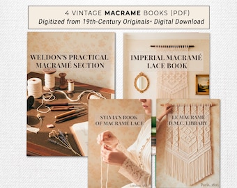 4 vintage macraméboeken pdf – antieke macramépatronen en tutorials, direct downloaden