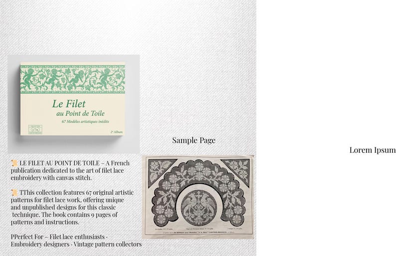 5 Vintage French Filet Pattern Books, Embroidery Chat - Etsy UK