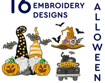 16 Halloween machine embroidery designs