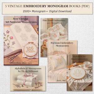 5 e-böcker om vintagemonogram | Art Nouveau, viktorianska broderimönster, handbroderi