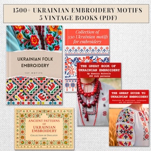 5 Vintage Ukrainian Cross Stitch Books in PDF - Embroidery designs - 1500+ Patterns - Folk Motifs