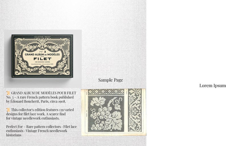 5 Vintage French Filet Pattern Books, Embroidery Chat - Etsy UK