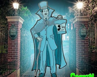 Hatbox Walt - Glow in the Dark - Haunted Mansion Walt Disney Mash Up - Enamel Pin