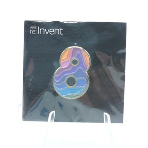 AWS Amazon Web Services reInvent Cloud Number 8 Enamel Lapel Pin