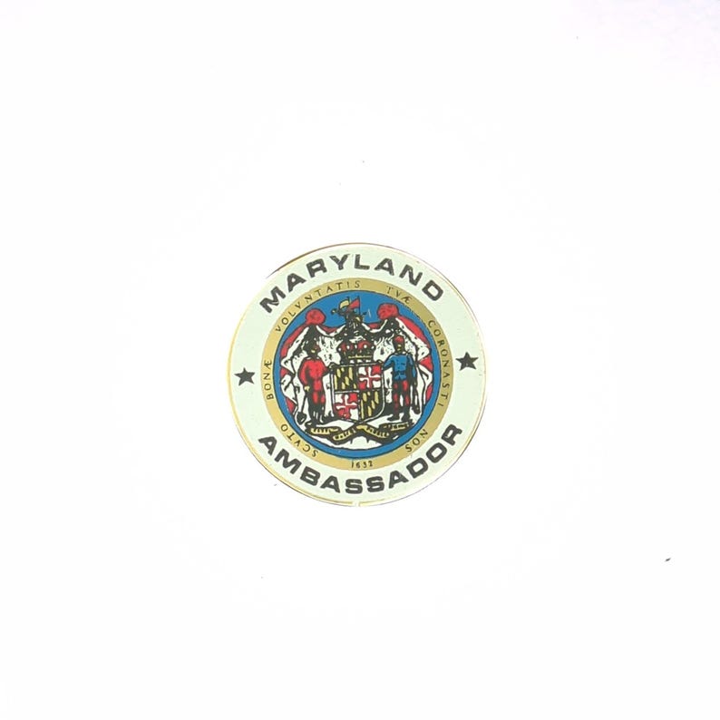 Maryland Ambassador Crest Center Gold-toned Pin Good Condition Width ...
