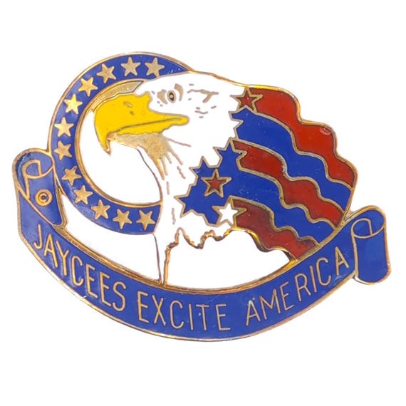 Jaycees Eagle Excite America Enamel Lapel Pin