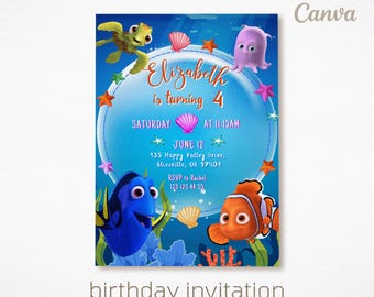 Printable Boy Birthday Invitation | nemo birthday invite | editable invitation | Instant Download | ocean birthday party