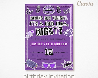 Rodrigo Birthday Invitation, GUTS Themed Digital Party Invite, Olivia Editable Printable Evite, Popstar Teen Girl Celebration Template