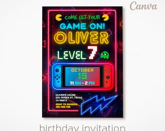 Editable switch invite, Printable Gamer birthday invitation, video game party, boy birthday, digital template