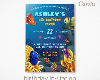 Printable Boy Birthday Invitation | nemo birthday invite | editable invitation | Instant Download | ocean birthday party