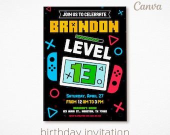 Editable switch invite, Printable Gamer birthday invitation, video game party, boy birthday, digital template