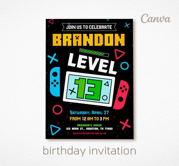 Editable switch invite, Printable Gamer birthday invitation, video game party, boy birthday, digital template