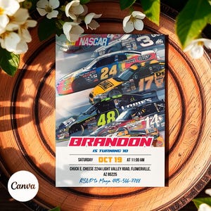 Nascar party, shake n bake birthday, Ricky Bobby, Boy racing invitation, Printable cars birthday invitation, speed editable invite template image 7