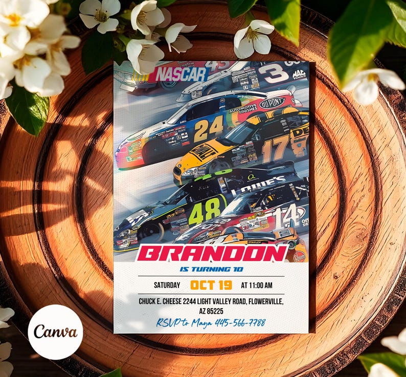 Nascar party, shake n bake birthday, Ricky Bobby, Boy racing invitation, Printable cars birthday invitation, speed editable invite template image 7
