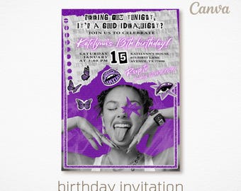 Rodrigo Birthday Invitation, GUTS Themed Digital Party Invite, Olivia Editable Printable Evite, Popstar Teen Girl Celebration Template